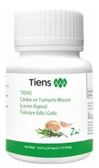 Tiens Çinko (Zinç) ve Yumurta Beyazı İçeren Takviye Edici Gıda 18 gr 60 Kapsül